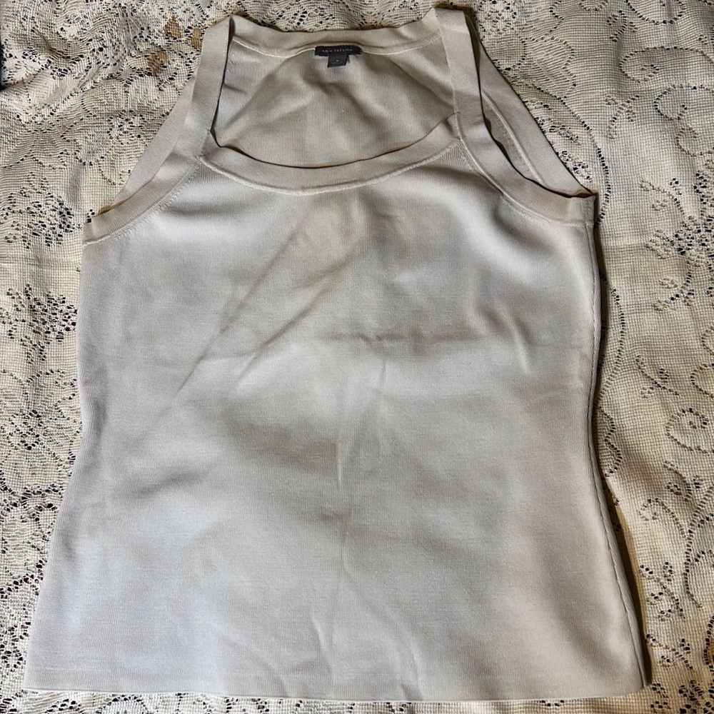 Ann Taylor, eggshell colored, tank.